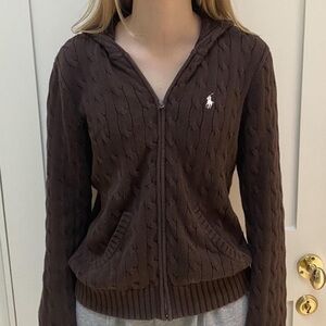 Ralph Lauren Zip Up Cardigan Brown